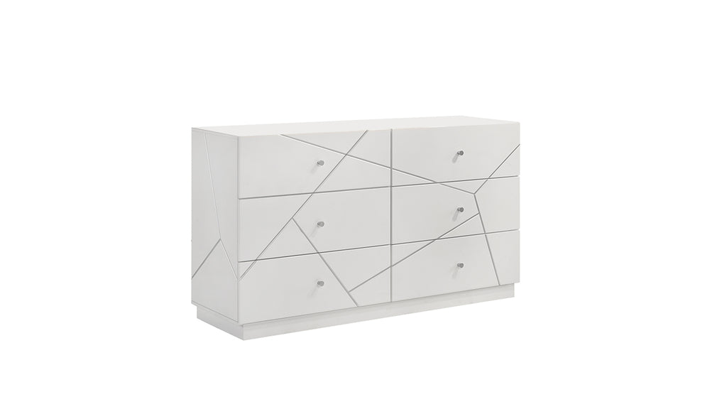 Manhattan Queen 5-Piece Bedroom Set – Modern Design with Lacquer Finish, Geometric Accents, and LED Lighting - Grand Goldman Shop