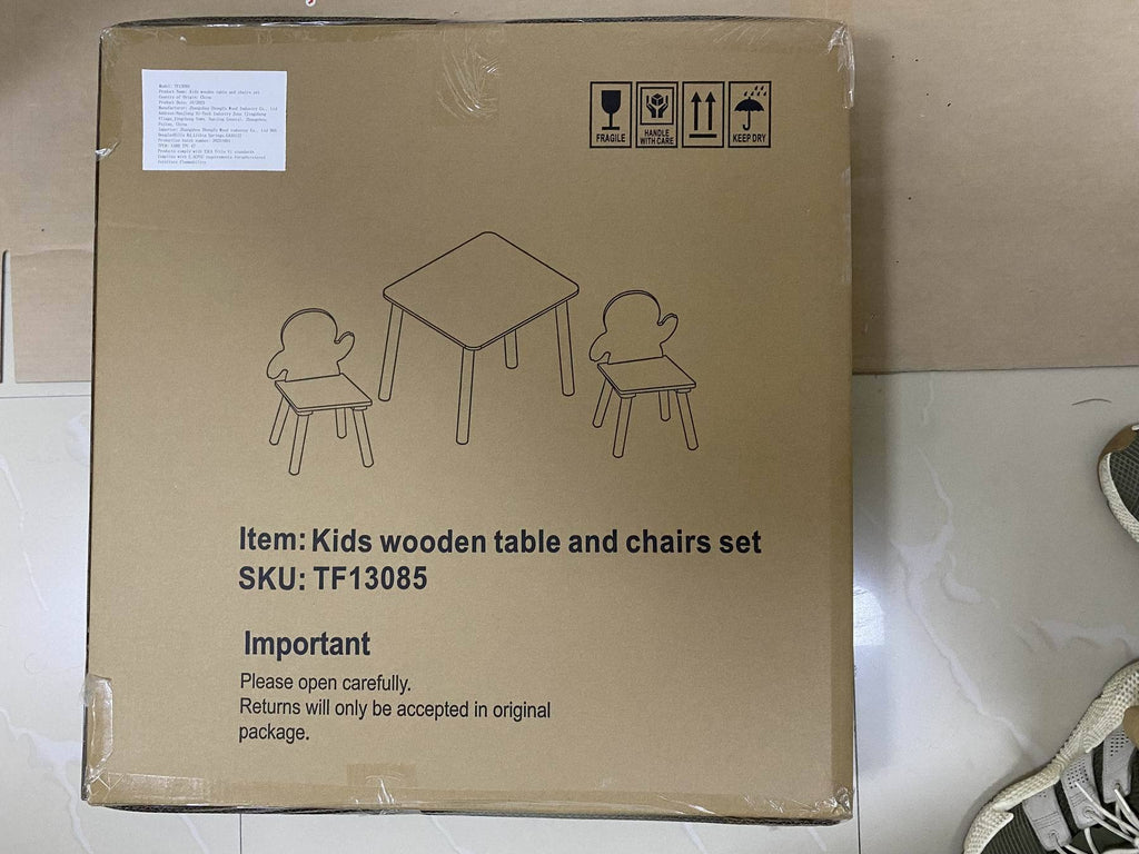 Kids Table and Chair Set with 2 Cute Sloth Chairs, Wooden Toddler Activity Table, Cute Animal Design Play & Study Set for Pla