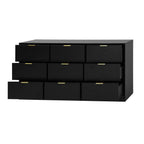 Black 9 Drawer Dresser, 63' Large Deep Chest of Drawers, Wooden Dresser Storage Cabinet with 9 Drawers for Bedroom, Long Dressers for Living Room, Hallway - Grand Goldman Shop