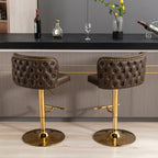 A&A Furniture,Swivel Barstools Adjusatble Seat Height, Modern PU Upholstered Bar Stools with  the whole Back Tufted, for Home Pub and Kitchen Island（Brown, Set of 2） - Grand Goldman Shop