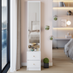 Simple Stylish Dressing Mirror Cabinet, Cosmetic Organizer Cabinet, Jewelry Cabinet, Extra Large Full Body Mirror, Multi Layer High Capacity Storage, 11.8' x 15.7' x 63', EPA, GCC, UL Certificate - Grand Goldman Shop