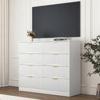 Modern 8 Drawers Dresser Chests for Bedroom,47.2' Wide Wood Chest of Drawers with Gold Metal Handle,Drawer Organizer for Bedroom,Living Room,Hallway and Entryway,White - Grand Goldman Shop