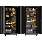 Heavy Duty Rolling Metal Cabinet with Lock, 71 inch Garage Storage Cabinet, 4 Adjustable Shelves (180lb Each), Black, for Too