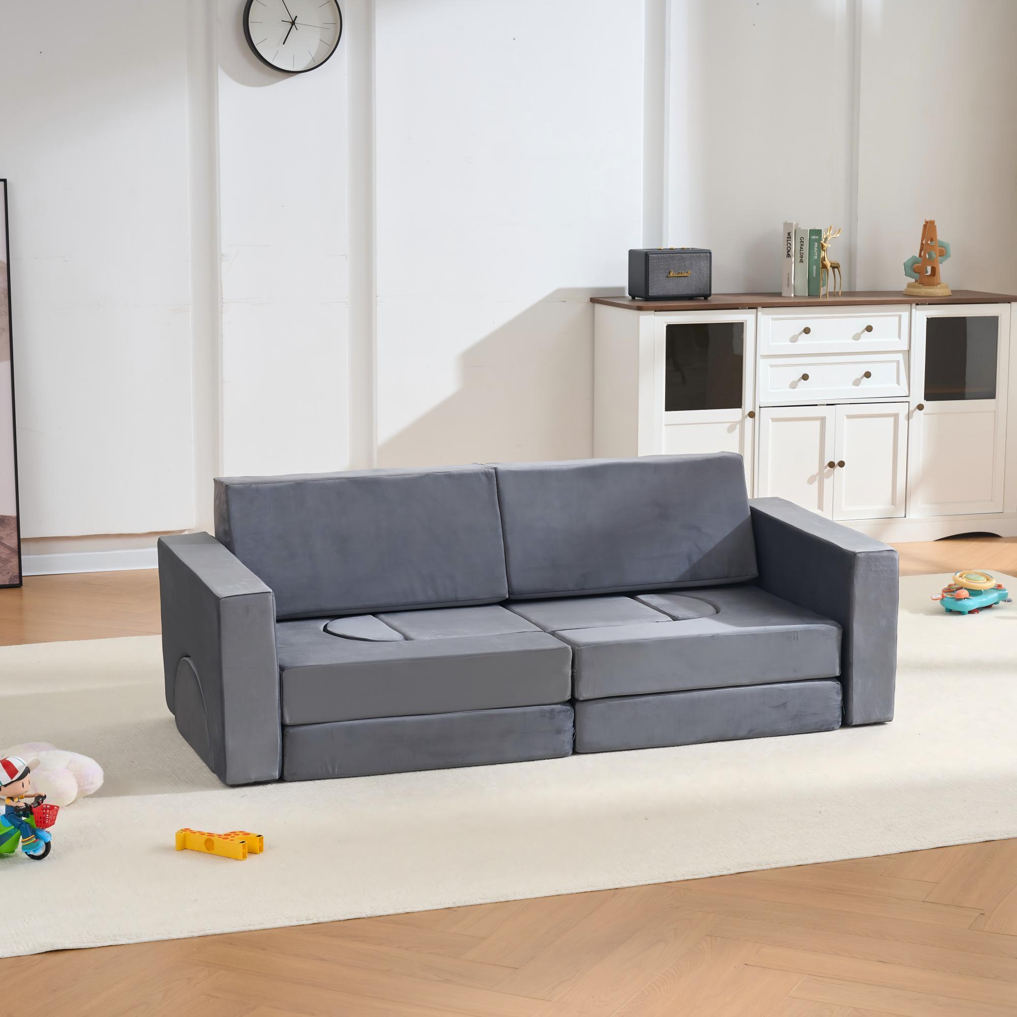 14 PCS Modular Kids Play Couch, Child Sectional Sofa, Versatile Toddler Soft Building Blocks Sofa Playset for Playroom Bedroo
