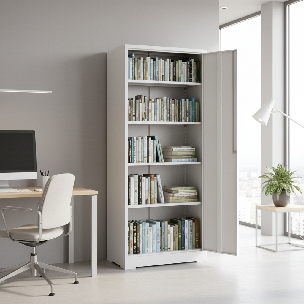 Ironclad 71' Cream White Metal Storage Cabinet with Locking Doors and 4 Adjustable Shelves, Heavy-Duty Steel for Garage, Laun