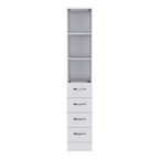 Vanguard Linen Cabinet, Three Shelves, Four Drawers -White | Premium Home Decor - Grand Goldman