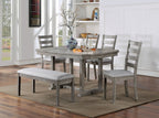 Gray Color Dining Bench Padded Seat 1pc Bench Kitchen Dining Room Wire-Brushed Finish - Grand Goldman Shop