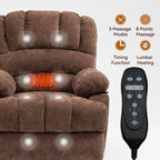 23' Seat Width and High Back Large Size Chenille Power Lift Recliner Chair with 8-Point Vibration Massage and Lumbar Heating, Brown - Grand Goldman Shop