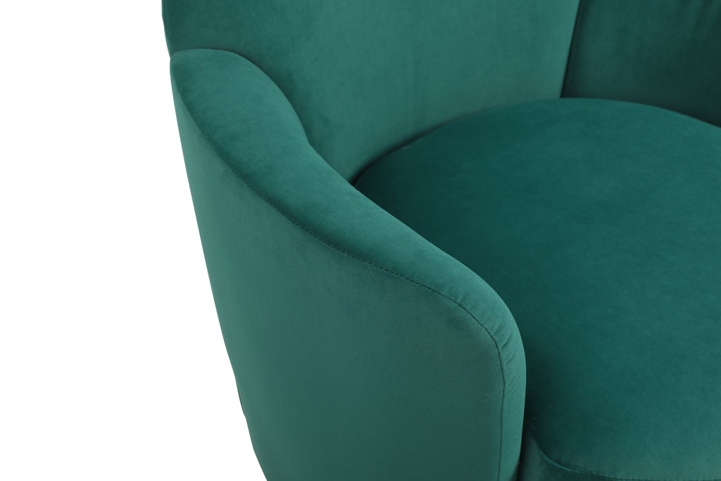 Velvet Swivel Barrel Chair, Swivel Accent Chairs Armchair for Living Room, Reading Chairs for Bedroom Comfy, Round Barrel Chairs with Gold Stainless Steel Base (Emerald) - Grand Goldman Shop