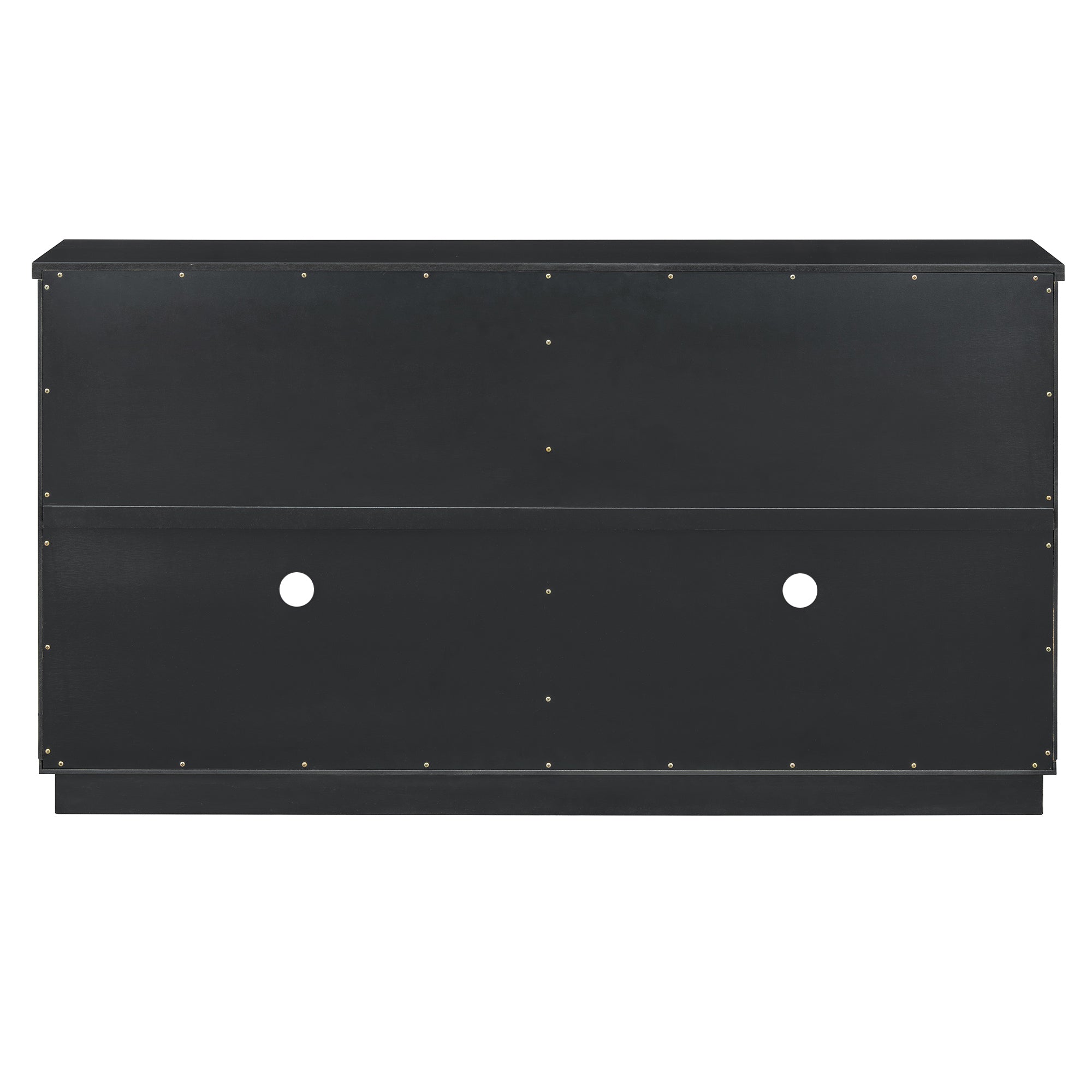 TREXM 4-Door Large Storage Buffet Cabinet with Glass Doors, Arched Cabinet with Adjustable Shelves for Kitchen, Dining Room and Living Room (Black) - Grand Goldman Shop