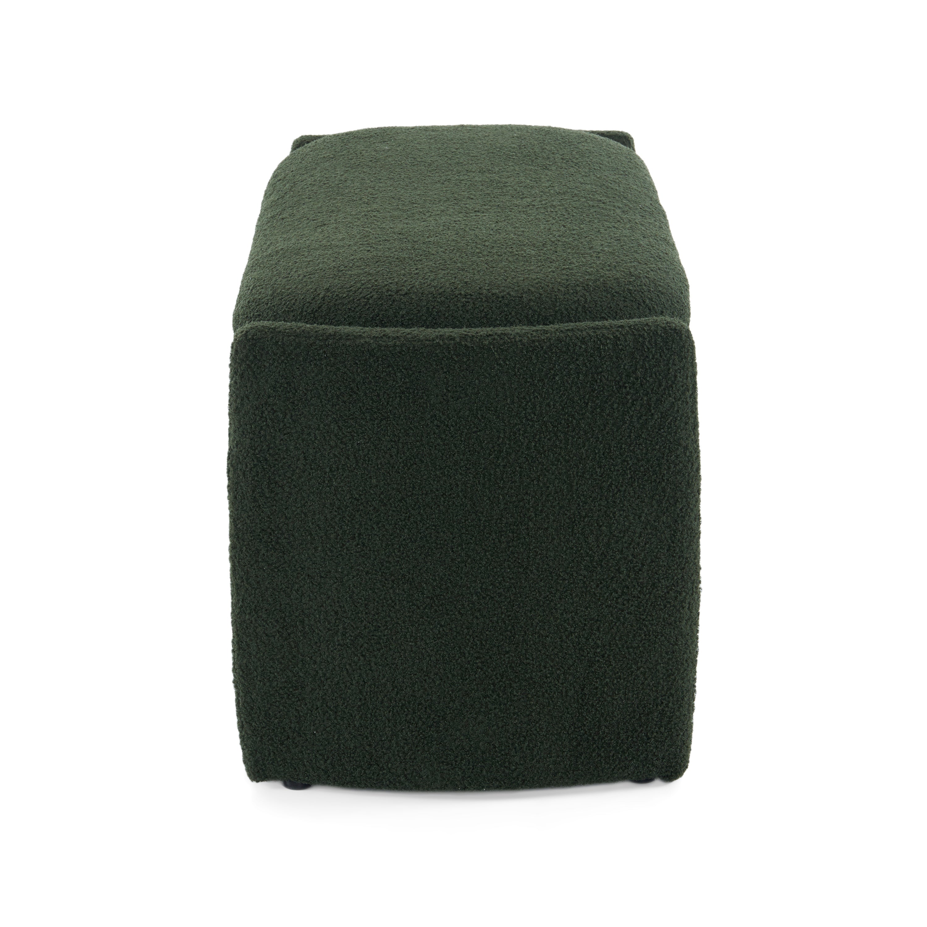 Elegant Long-shaped Storage Ottoman Bench, Boucle Material, Dark Green, Simple and Grand Design - Grand Goldman Shop