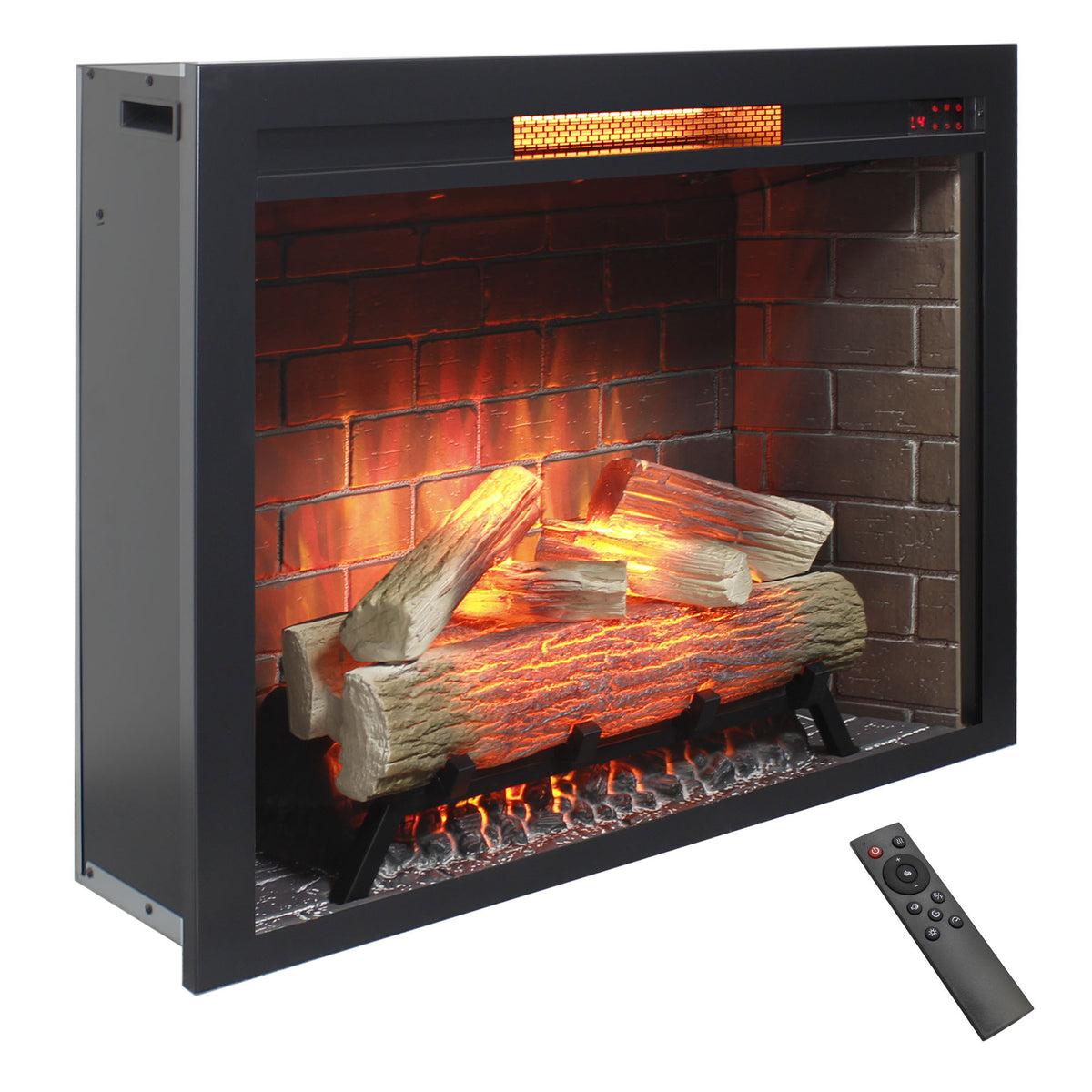 33 inch Infrared Electric Fireplace Insert, Touch Panel Home Decor Heater,Smokeless Firebox .With fixed Trim Kit .With Crackling Sound - Grand Goldman Shop