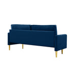 65-inch minimalist velvet sofa with metallic-coloured legs, complete with cushions, suitable for the living room or bedroom. - Grand Goldman Shop