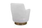 Teddy Swivel Barrel Chair, Swivel Accent Chairs Armchair for Living Room, Reading Chairs for Bedroom Comfy, Round Barrel Chairs with Gold Stainless Steel Base (Ivory) - Grand Goldman Shop