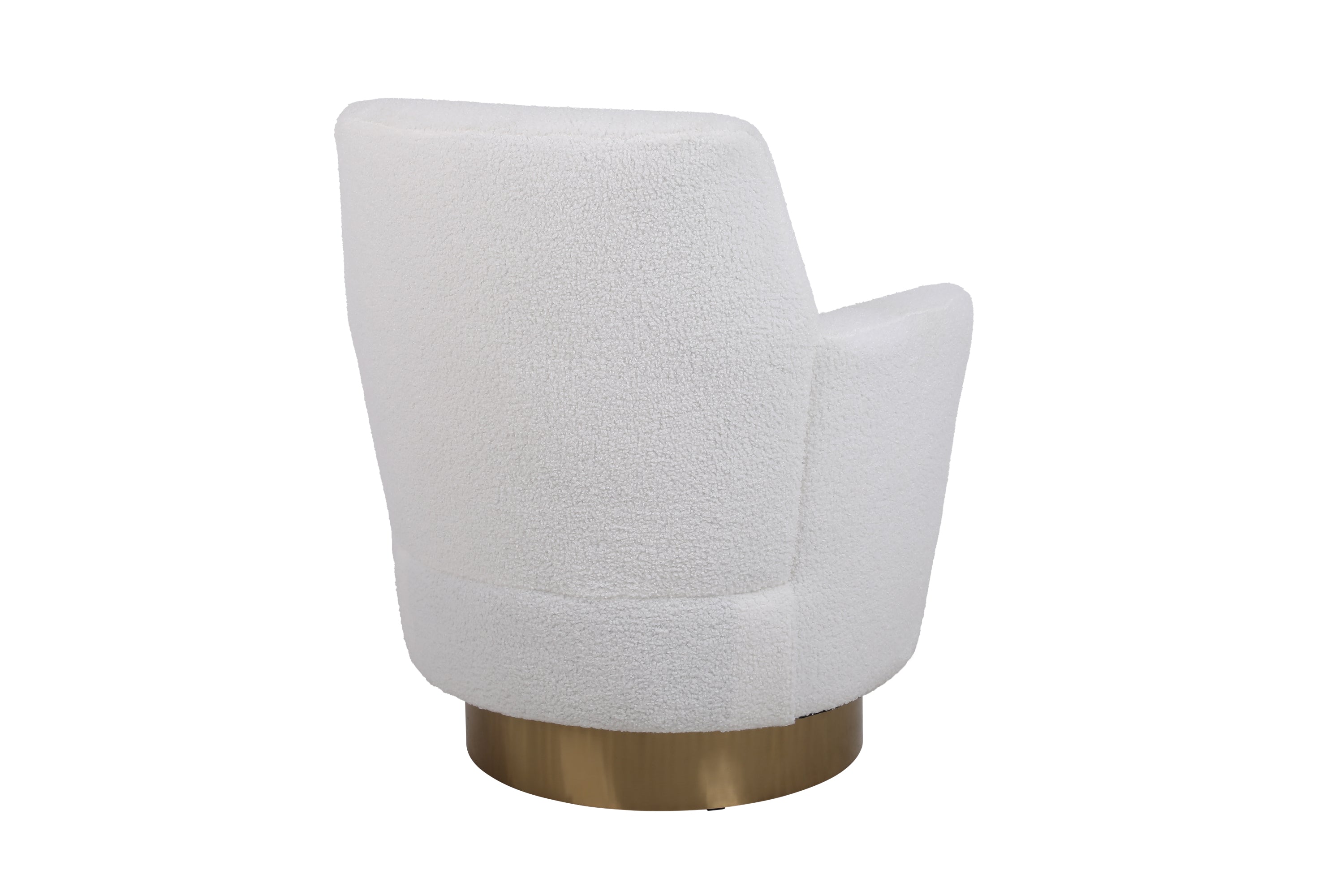 Teddy Swivel Barrel Chair, Swivel Accent Chairs Armchair for Living Room, Reading Chairs for Bedroom Comfy, Round Barrel Chairs with Gold Stainless Steel Base (Ivory) - Grand Goldman Shop