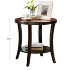 Perth Contemporary Round Shelf End Table, Espresso - Grand Goldman Shop