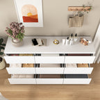 9 Drawer Dresser with No Handle Design, Modern White Matte Wood Dresser for Bedroom, Storage Chest of Drawers for Living Room, Hallway, Entryway - Grand Goldman Shop