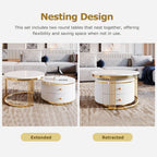Modern 2 Pieces White Round Nesting  Coffee Table with Drawers in 27.6'' - Grand Goldman Shop