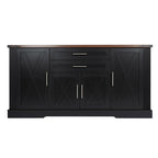 Black Farmhouse Barn Door Storage Cabinet with 2 Drawers & Door Rack, Adjustable Shelves, MDF Construction, 63.11' L x 15.75' W x 32.09' H - Grand Goldman Shop