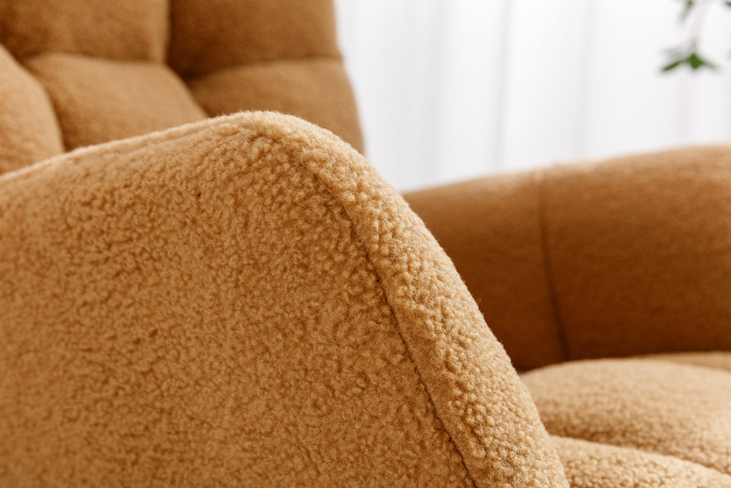 050-Teddy Fabric Rocking Gilder Nursery Chair For Living Room Indoor,Khaki - Grand Goldman Shop