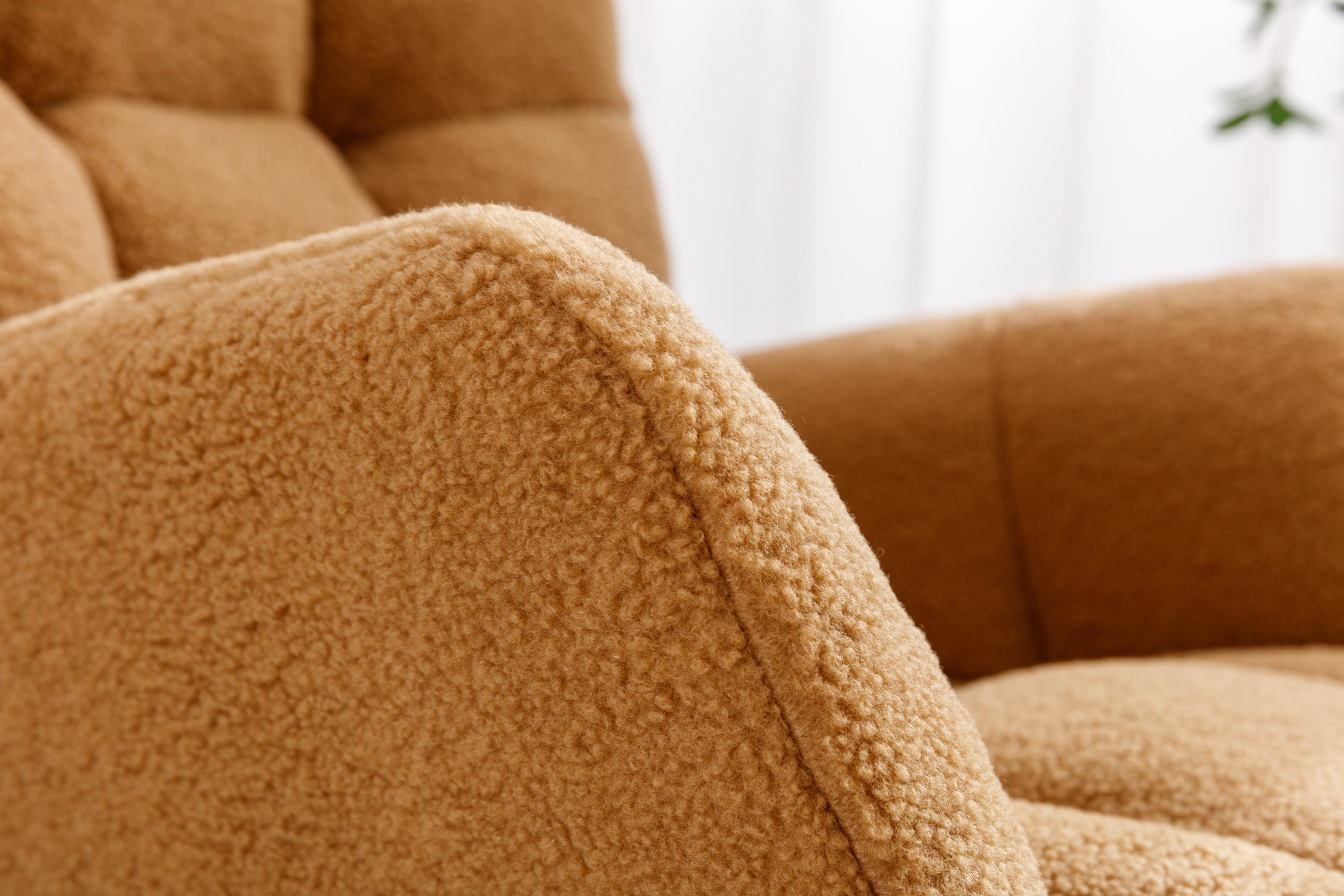 050-Teddy Fabric Rocking Gilder Nursery Chair For Living Room Indoor,Khaki - Grand Goldman Shop