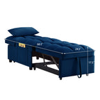 4 in1 Multi-Function Single Sofa Bed with Storage Pockets,Tufted Single Pull-out Sofa Bed with Adjustable Backrest and Pillows ,Convertible  Chaise Lounge, Navy - Grand Goldman Shop
