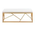 Folia Glam Metal Bench in Gold Steel and White Velvet by - Grand Goldman Shop