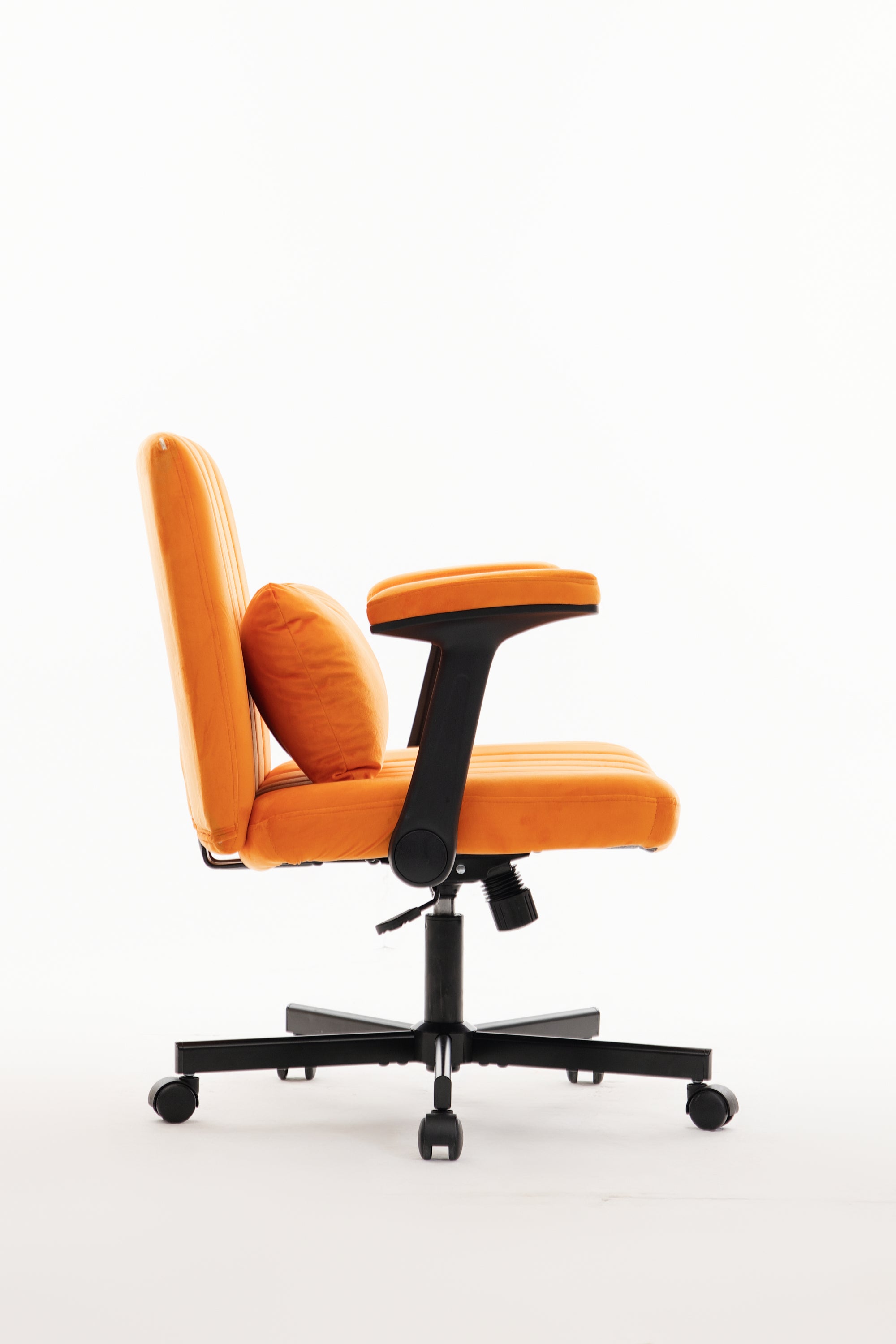 Orange Velvet Criss Cross Armrest Office Chair with Wheels - Stylish for Home Office, Gaming & Makeup | Premium Home Decor - 