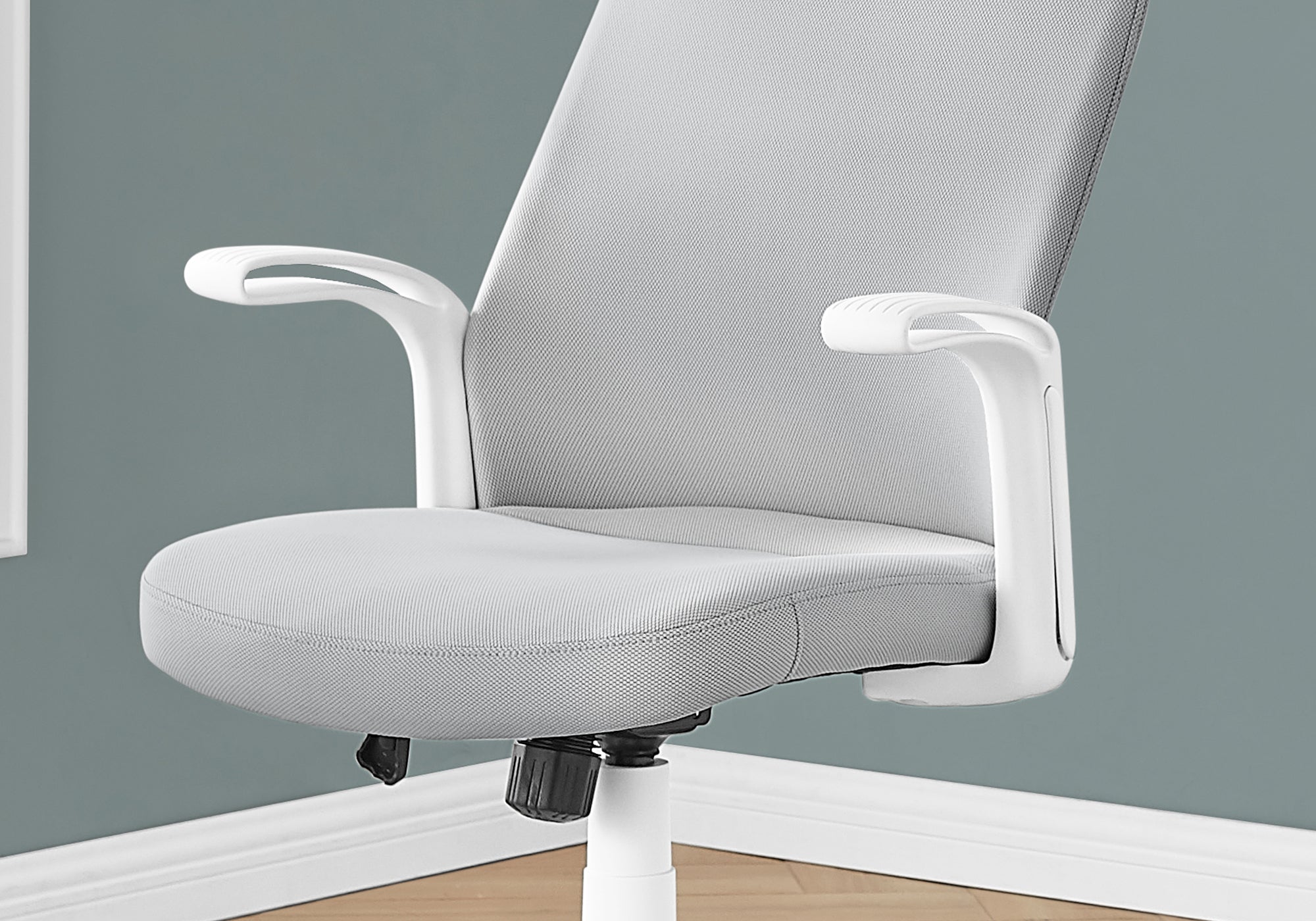 Office Chair, Adjustable Height, Swivel, Ergonomic, Armrests, Computer Desk, Work, Grey Mesh, White Metal, Contemporary, Mode