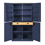 [Assembly Video Provided]TOPMAX 40.2x20x71.3inch High Freestanding Kitchen Pantry Large Cupboard Storage Cabinet with 2 Drawers, 2 Adjustable Shelves, 8 Door Shelves for Kitchen, Dining Room,Blue - Grand Goldman Shop