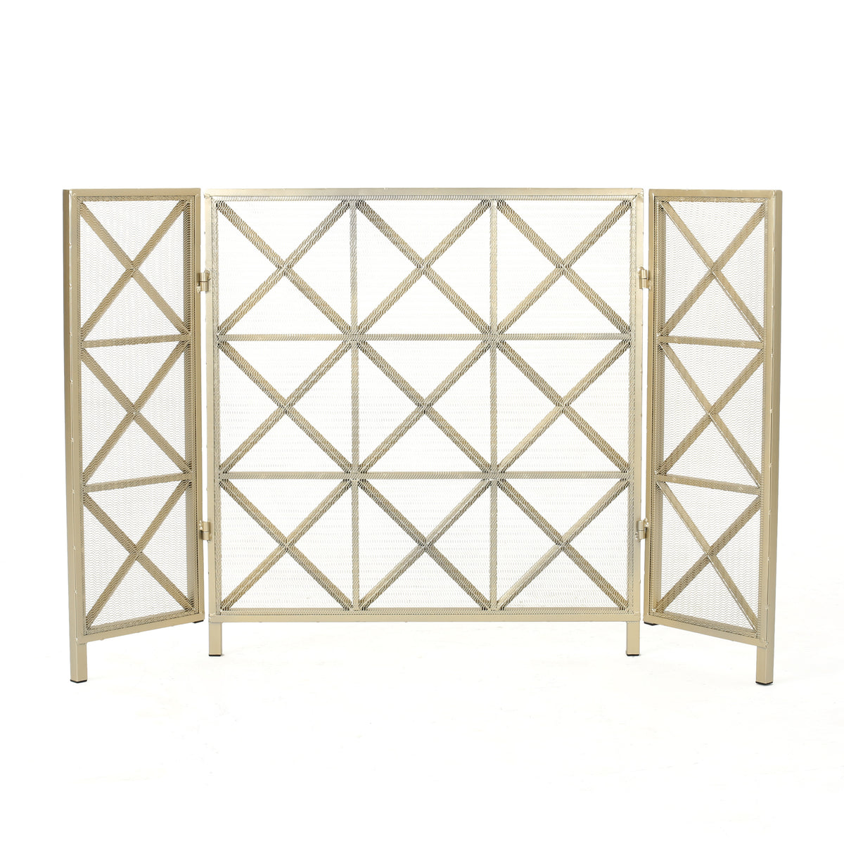 Margaret 3-Panel Fireplace Screen Iron Black/Gold - Grand Goldman Shop