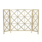 Margaret 3-Panel Fireplace Screen Iron Black/Gold - Grand Goldman Shop