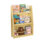 3 Tier Kids Book Shelf, Natural Finish MDF & Pine Wood Storage Rack for Playrooms, Bedrooms, and Classrooms - Grand Goldman