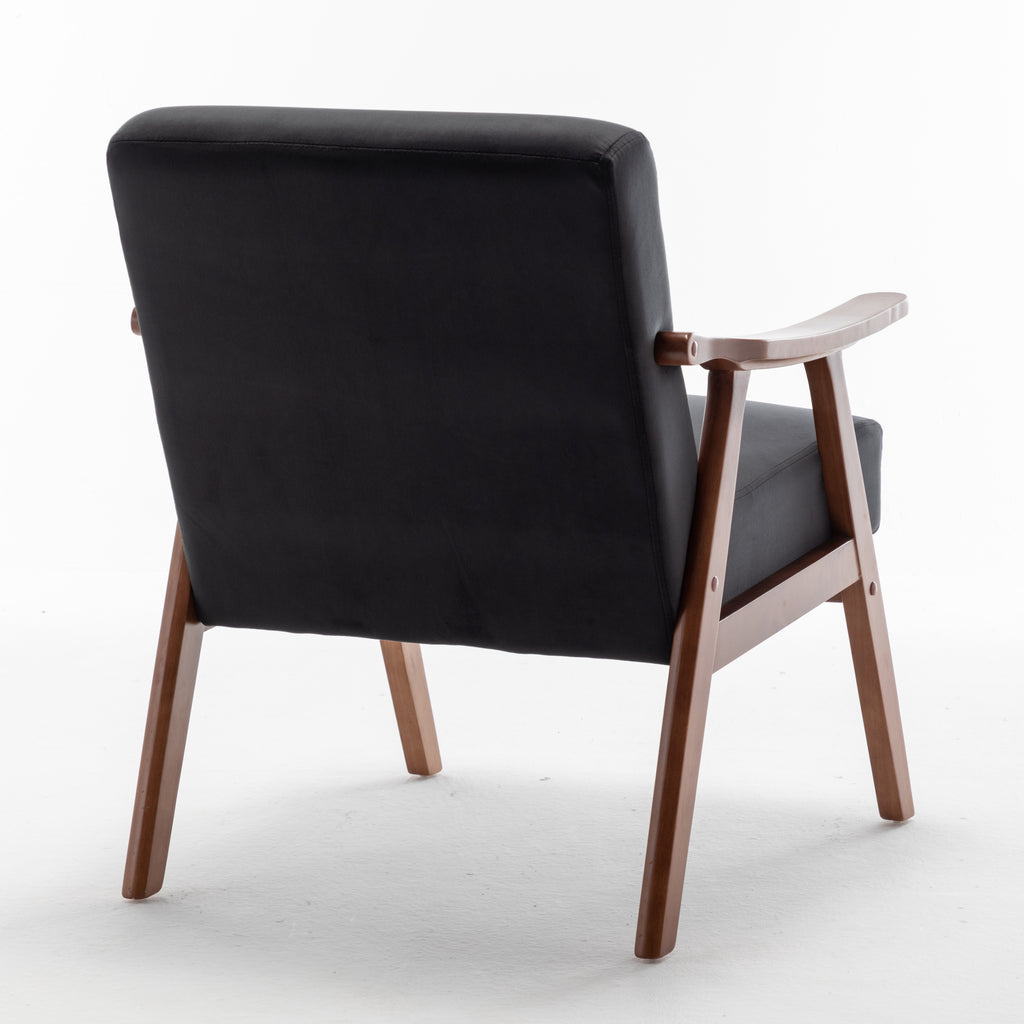 Mid-Century Modern Wingback Accent Chair with Solid Wood Frame and Extra-Thick Backrest – Lounge Chair for Living Room, Bedroom, or Reading Room - Grand Goldman Shop