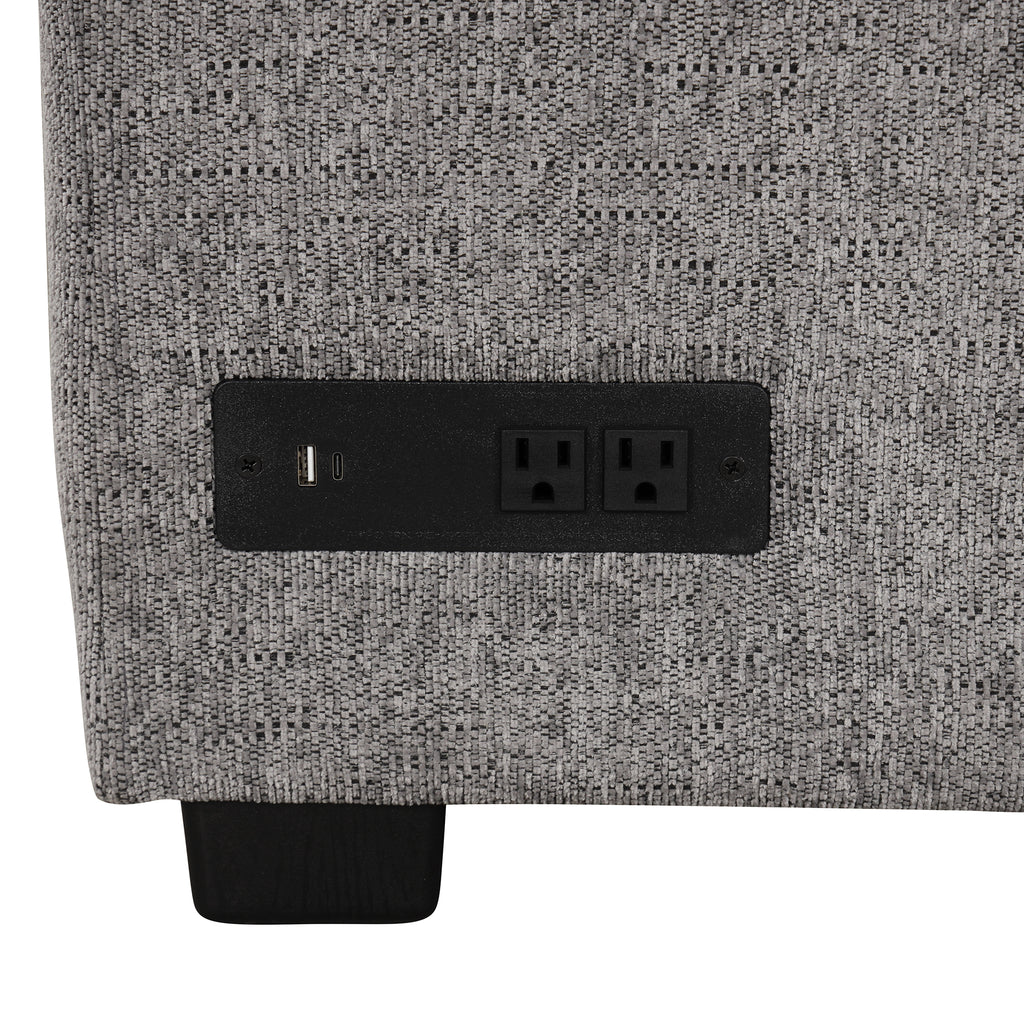 U-shaped Sectional Sofa Pull out Sofa Bed with USB Ports, Power Sockets, Storage Chaise, Light Gray Chenille, 108.6' - Grand Goldman Shop
