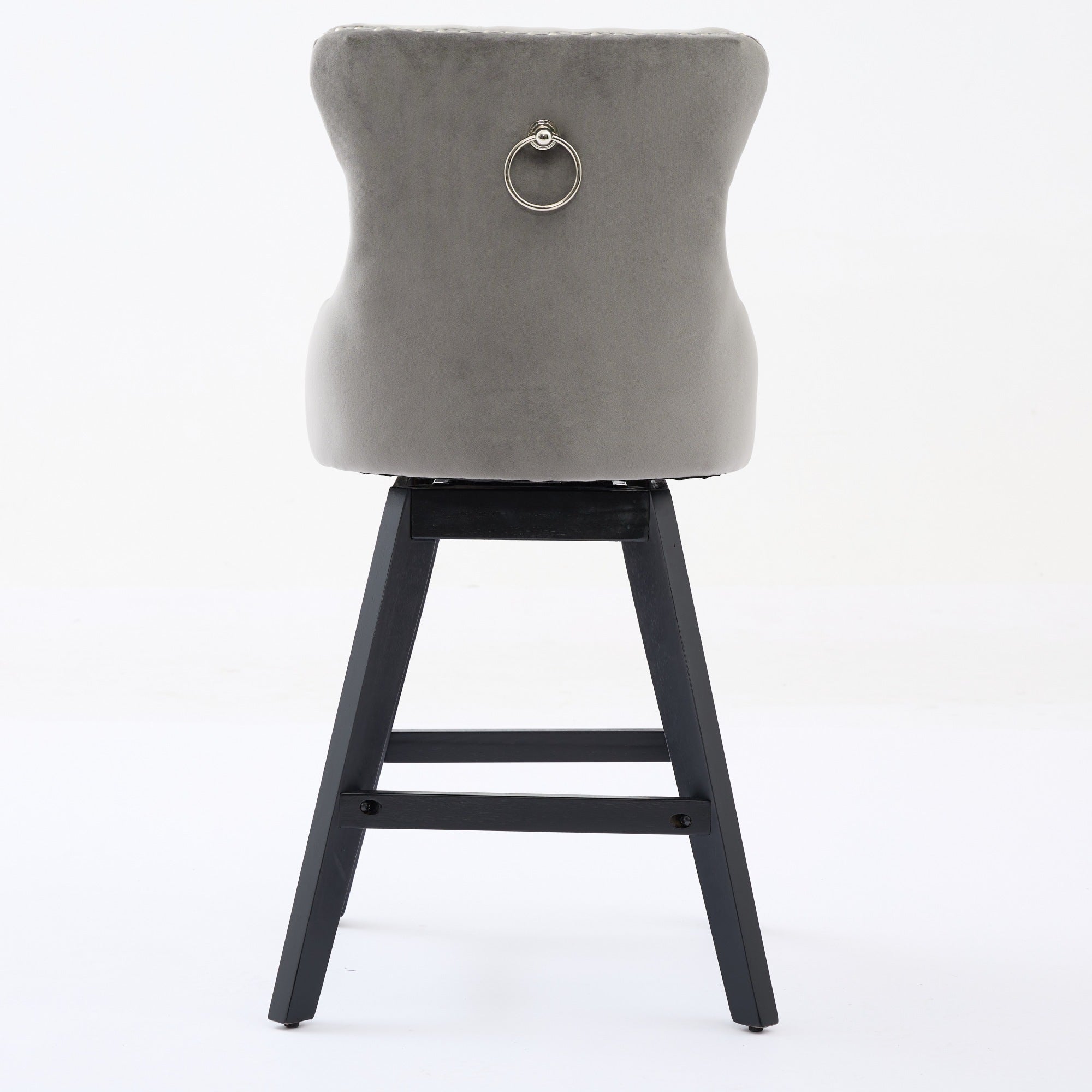 Swivel Velvet Barstools with Button Tufted Decoration and Wooden Legs, and Chrome Nailhead Trim, Leisure Style Bar Chairs,Bar stools, Set of 2 (Gray),SW1860GY - Grand Goldman Shop