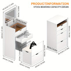 Dressing Table and Stool, 3-in-1 Multifunctional Dressing Table Set, Featuring Three-color Lighting Modes, HD Mirror, Two Sliding Drawers, and a Hidden Storage Stool - Grand Goldman Shop