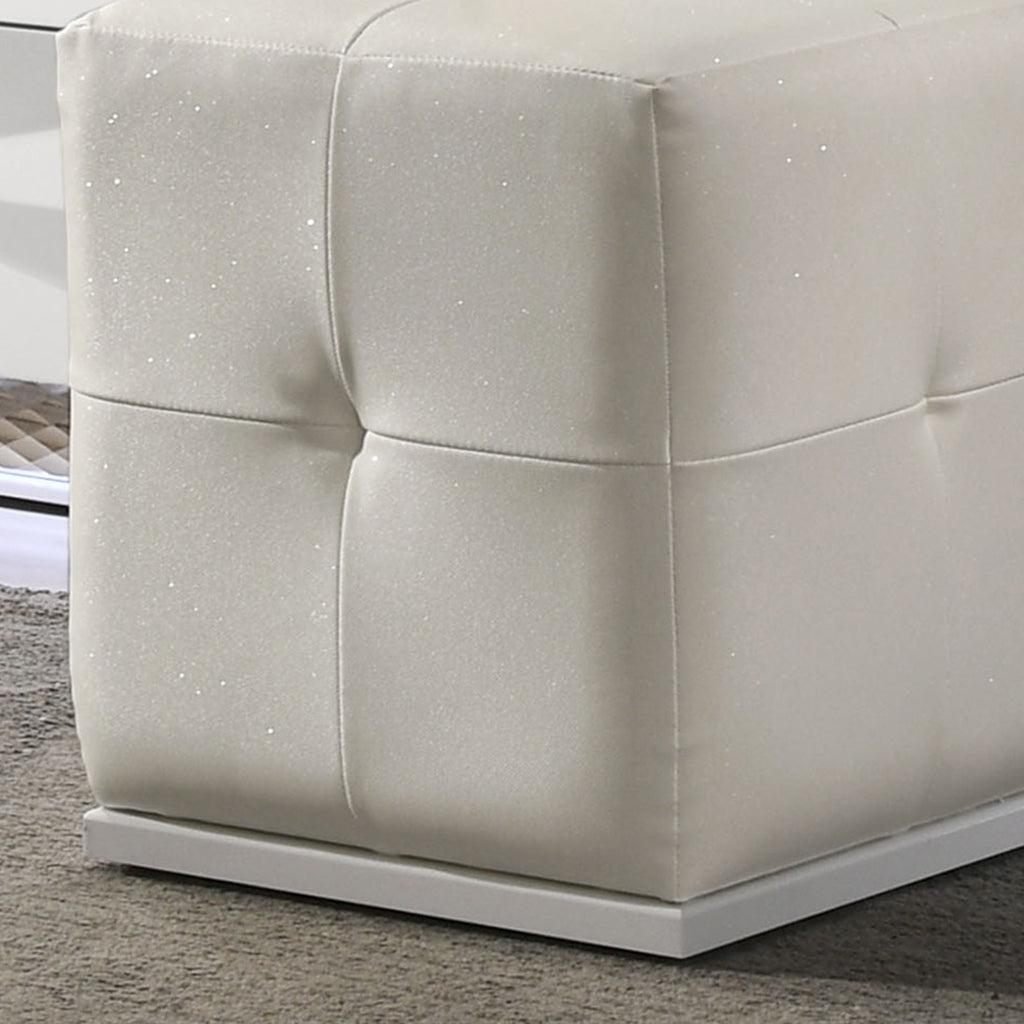 White Vanity Stool Tufting Rubberwood Contemporary Style 1pc Stool - Grand Goldman Shop