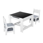 Kids Table and 2 Chairs Set, Toddler Table and Chair Set with Storage Space under the Table, Cloth Storage Box under the Chai