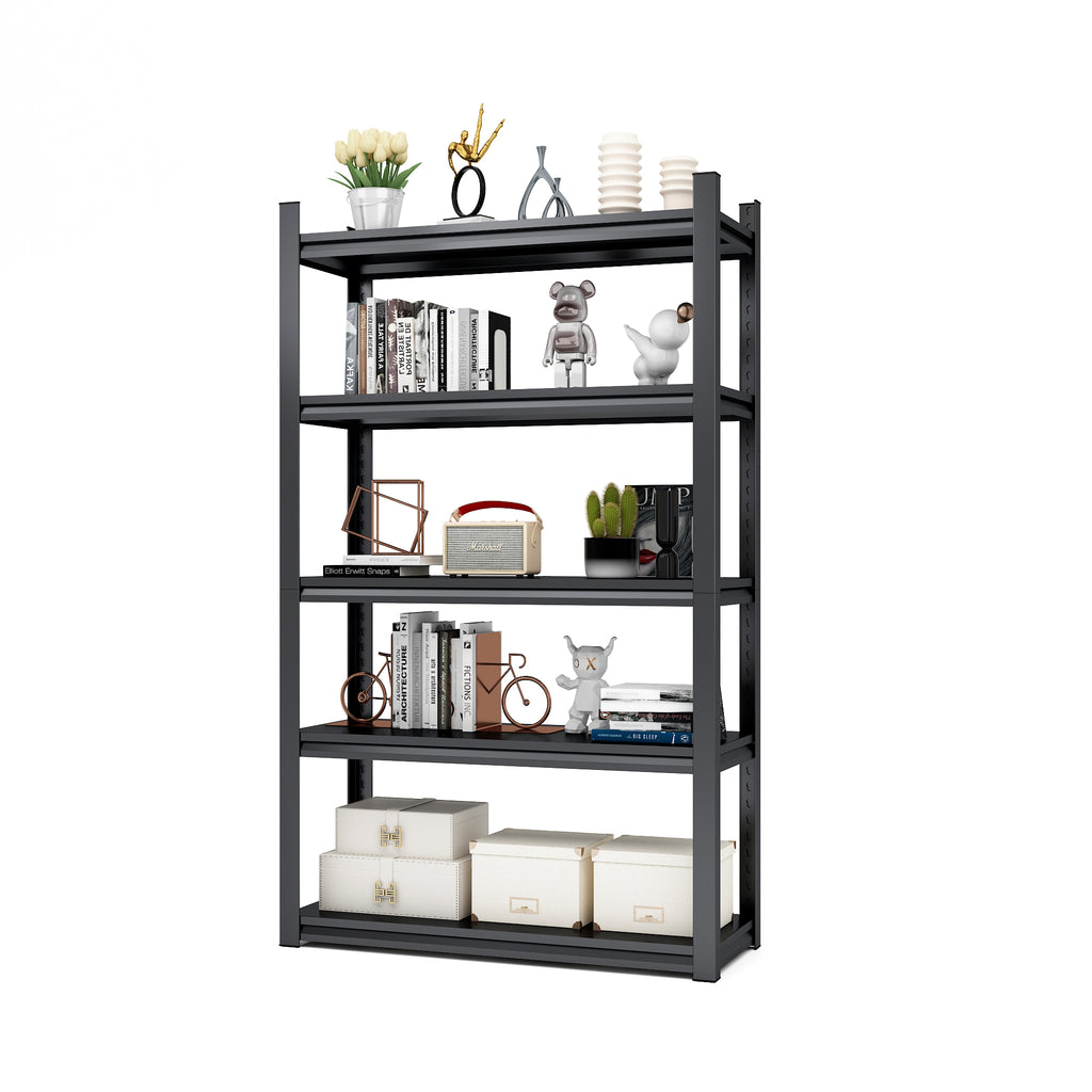 Industrial Heavy-Duty 5 Tier Metal Garage Shelving Unit, 2000LBS Capacity, Adjustable Storage Rack, Black, 31.5'W x 15.7'D x 63'H - Grand Goldman Shop