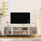 White Modern TV Stand Fluted 68' t, Entertainment Center with Storage Doors, TV Console Media Cabinet,  for 55+ Inch TV, Living Room - Grand Goldman Shop