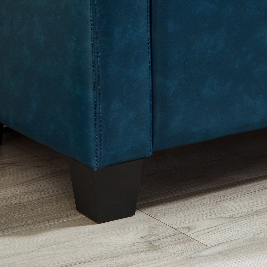 48' Ottoman Bench with Storage, Bench for Bedroom,Living Room,Hallway, Upholstered Tufted Faux Leather PU Ottoman Blue - Grand Goldman Shop