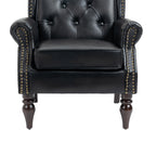 Modern Accent Armchair with Sturdy Wood Legs in Black PU Leather for Living Room or Bedroom - Grand Goldman Shop
