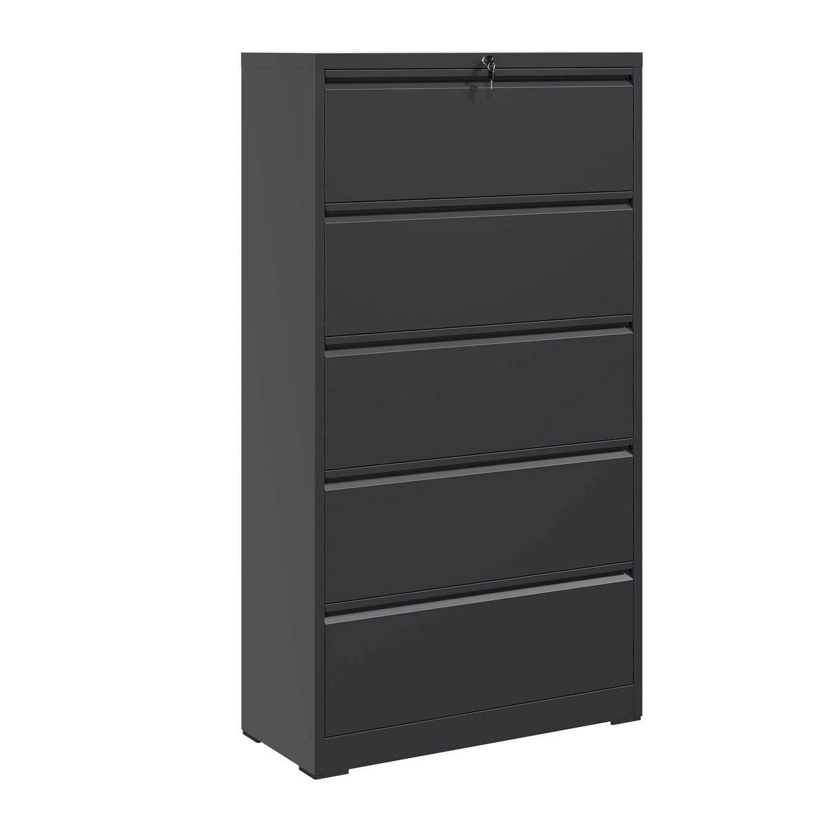 5 Drawer Metal Lateral File Cabinet , Black Filing Cabinet with Lock, Lockable File Cabinet for Home Office, Locking Metal Fi