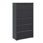 5 Drawer Metal Lateral File Cabinet , Black Filing Cabinet with Lock, Lockable File Cabinet for Home Office, Locking Metal Fi