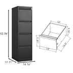 4 Drawer Vertical File Cabinet with Lock for Home Office Organizer, Black Metal Filing Cabinet, Letter/A4/Legal Size - Grand 