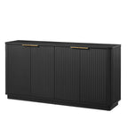 63' Vertical Stripe Buffet Cabinet Sideboard with stoarge, Curved wave Design, TV Stand, for Bedroom, Living Room, Hallway, Black,63''W x 15.75''D x 31.5''H. - Grand Goldman Shop