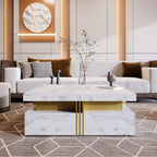 Modern White Square Storage Coffee Table with 4 Drawers - Grand Goldman Shop