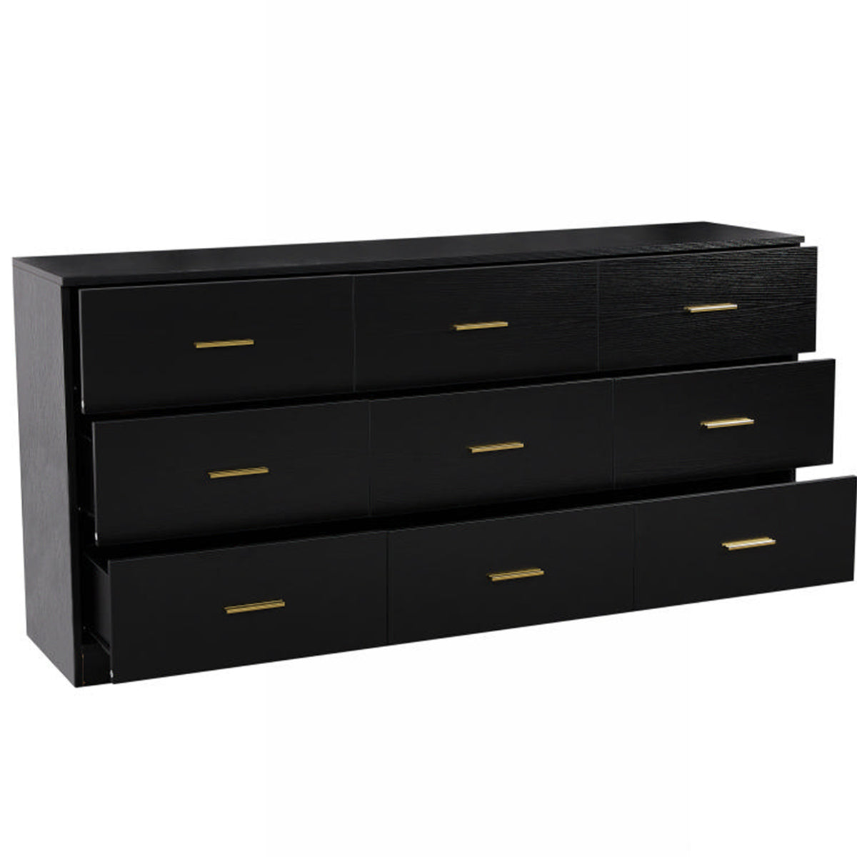 Modern Black 9-Drawer Dresser for Bedroom - Ample Storage Chest of Drawers in Engineered Wood - Grand Goldman Shop