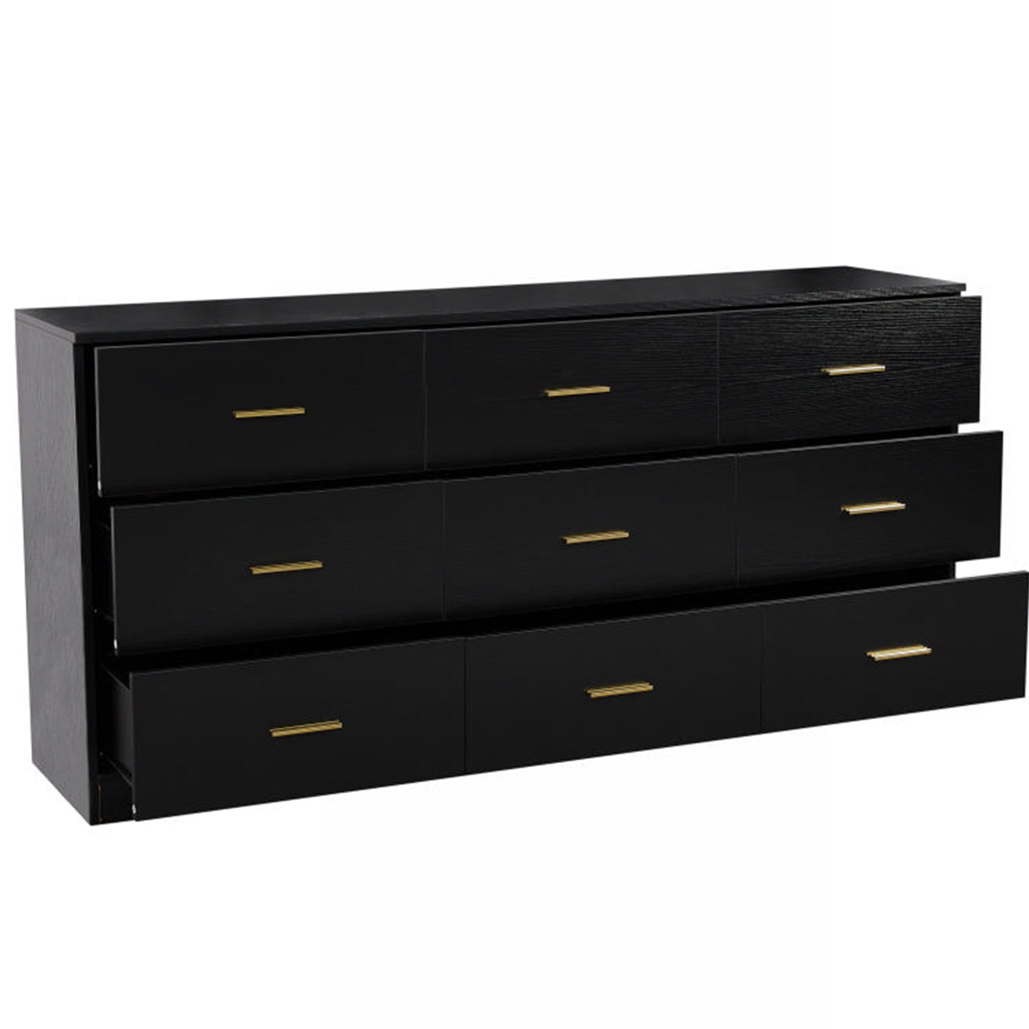 Modern Black 9-Drawer Dresser for Bedroom - Ample Storage Chest of Drawers in Engineered Wood - Grand Goldman Shop